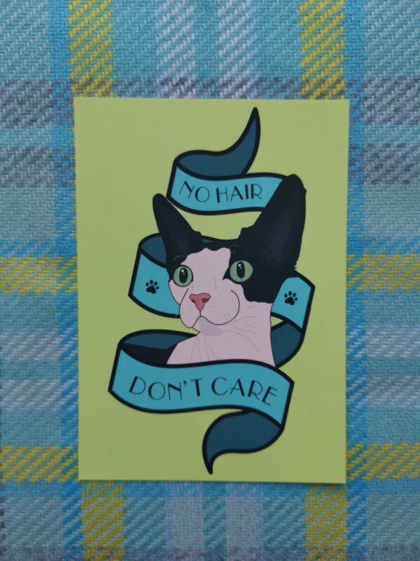 "No Hair Don't Care" Elodie Postcard (web order)