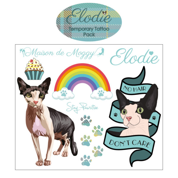 Maison de Moggy Temporary Tattoo Pack Elodie Stay Pawsitive